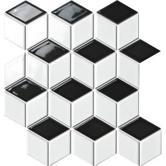 3d svart og hvít ferningur mósaíkflísar